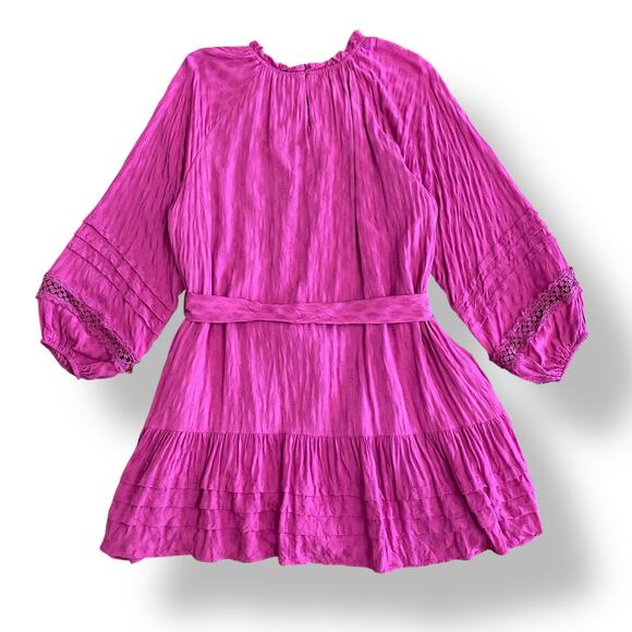 Anthropologie BTFL-life Fuchsia Ruffled Oversized Long Sleeve Mini Dress Size XL - Picture 5 of 9